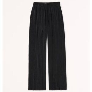 Abercrombie Plisse Wide Leg Black Women's Pants